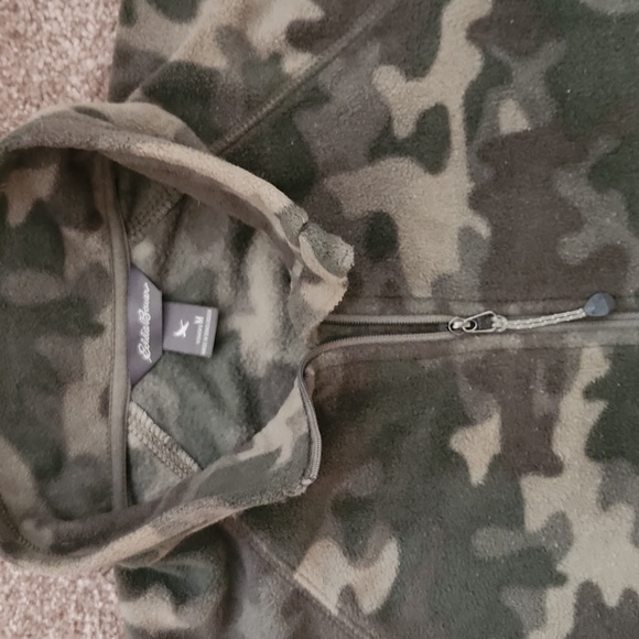Eddie Bauer Quest Fleece Half Zip, Green Camouflage - Picture 3 of 6